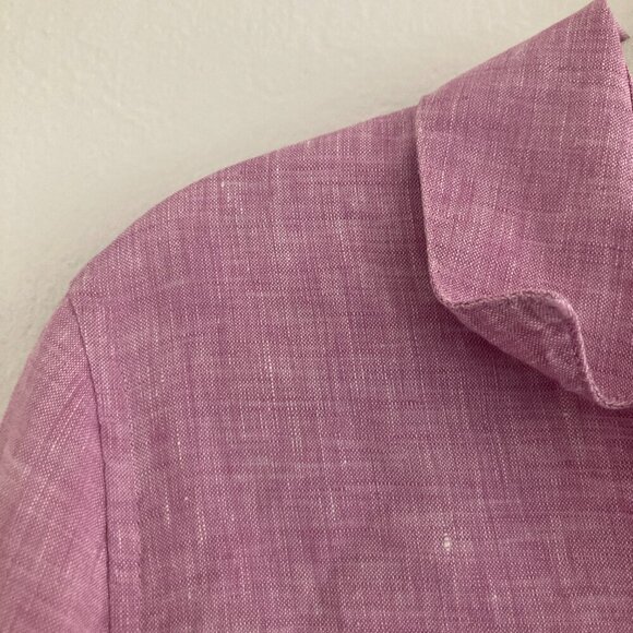 Chico's 100% Linen Pink Long Sleeve Button Front Shirt Breezy Lagenlook Beach 8 - Picture 4 of 8